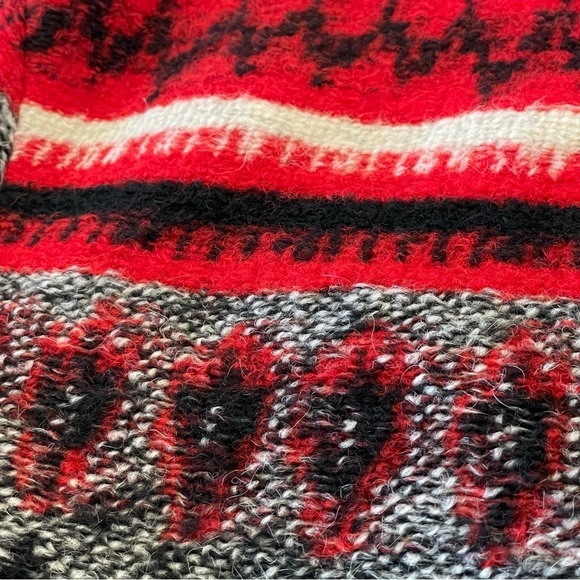 Sandro Wool Blend Patterned Coat Red Black Ivory Small - Picture 15 of 16